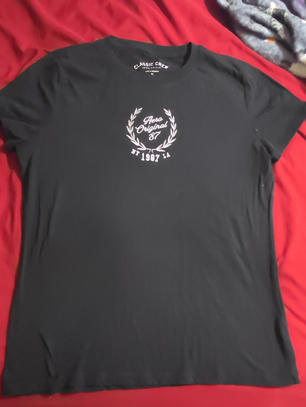 Aeropostale Black Classic Crew Tee with White Crest Logo